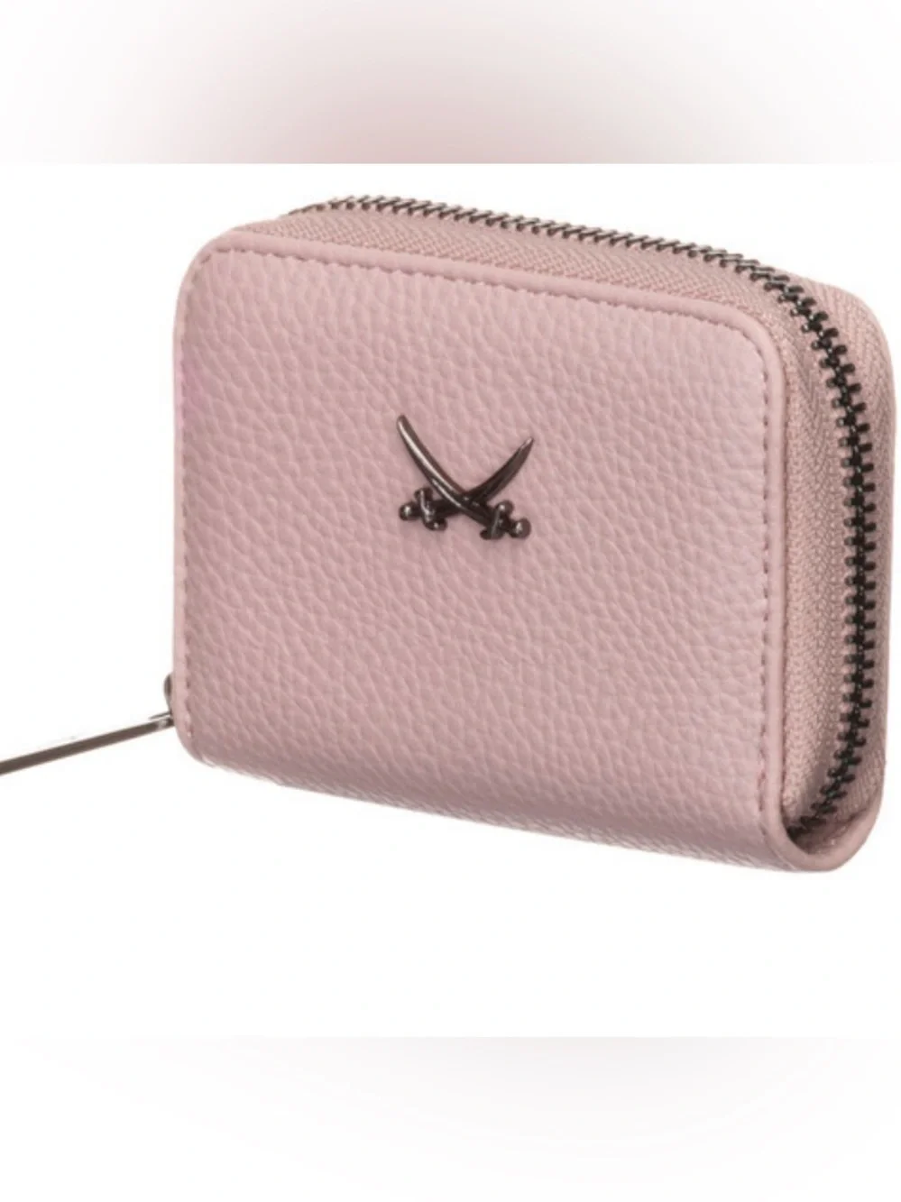Sansibar Zip Wallet, signature crossed saber metal logo on front, rose/taupe